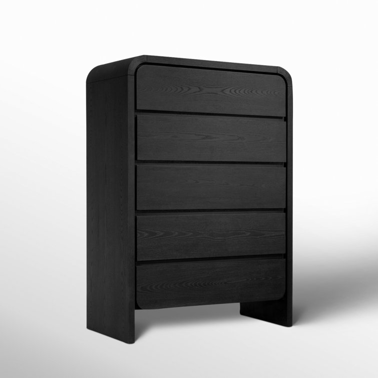 Elora Modern Farmhouse Jet Black Ash Five Drawer Chest