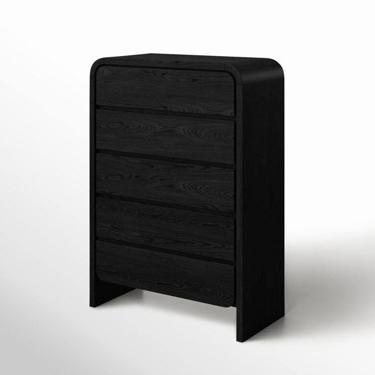 Elora Modern Farmhouse Jet Black Ash Five Drawer Chest