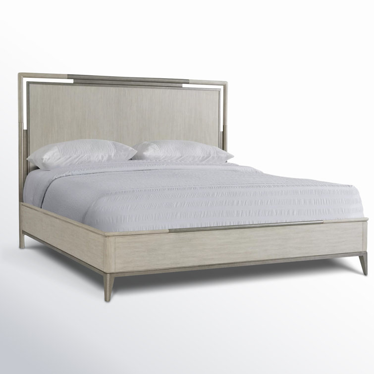 Champagne King Wood and Metal Panel Bed with Slats