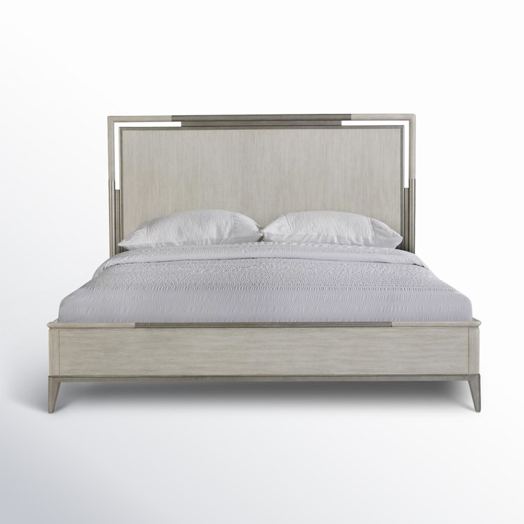 Champagne King Wood and Metal Panel Bed with Slats