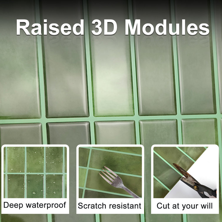 12'' Sefrou Green Vinyl Peel and Stick Mosaic Tile
