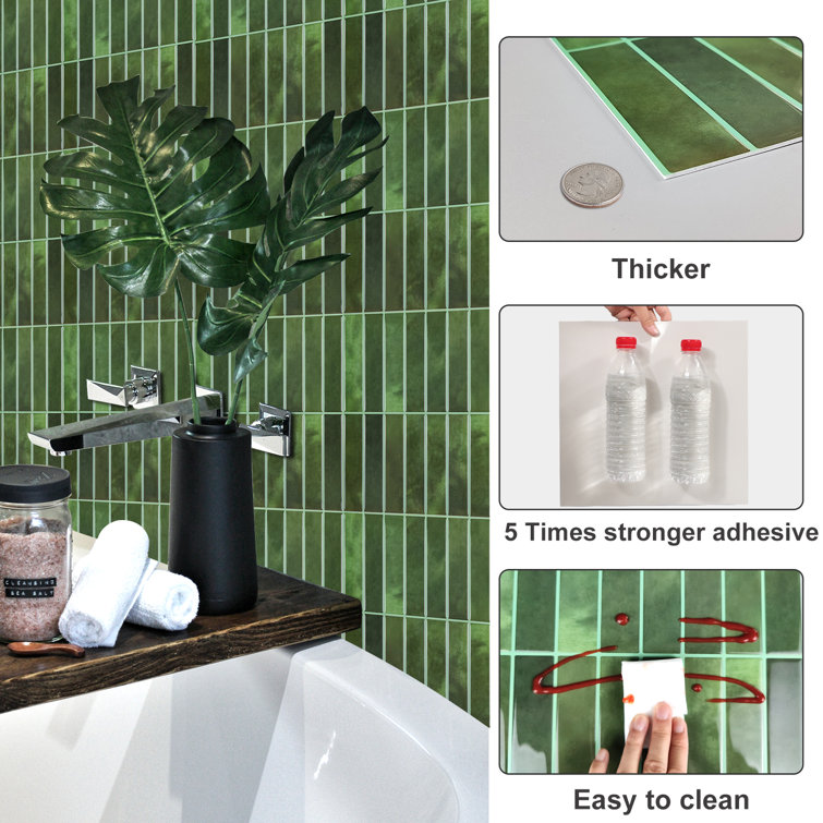 12'' Sefrou Green Vinyl Peel and Stick Mosaic Tile