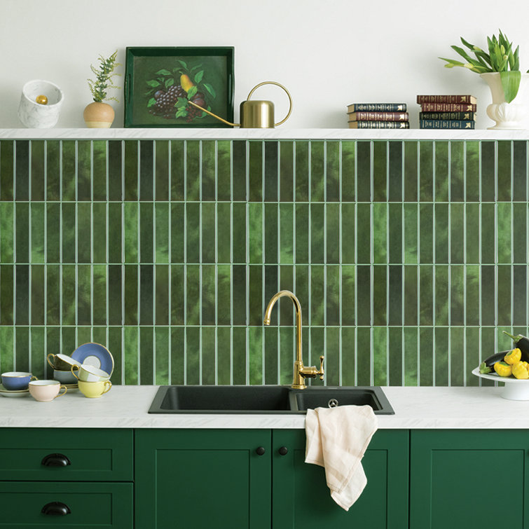 12'' Sefrou Green Vinyl Peel and Stick Mosaic Tile