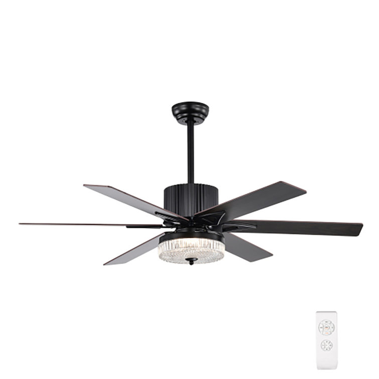 Matte Black 52'' Ceiling Fan with LED Light and Remote