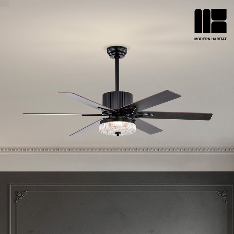 Matte Black 52'' Ceiling Fan with LED Light and Remote