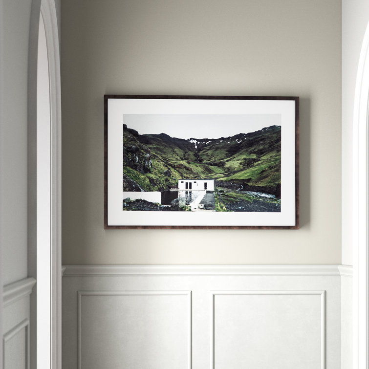 Iceland Swim Green Landscape Framed Wall Art