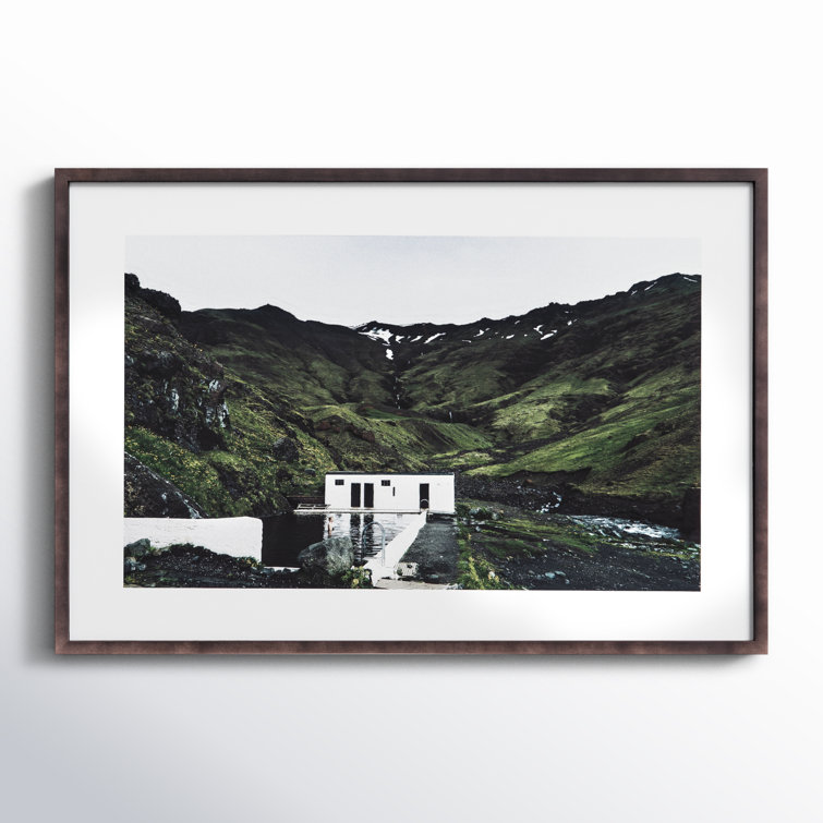 Iceland Swim Green Landscape Framed Wall Art