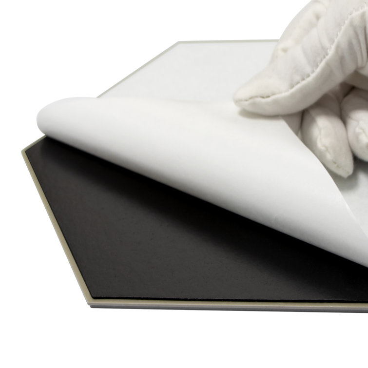 Black and White Hexagon Peel and Stick Vinyl Floor Tiles