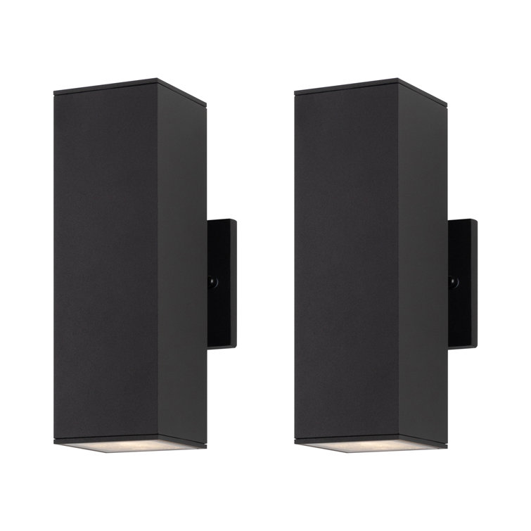 Black Aluminum Hardwired Outdoor Wall Sconce Set