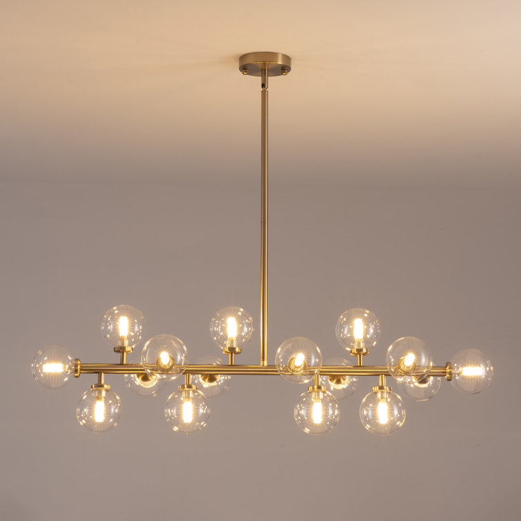 Gold and Clear Glass 16-Light Sputnik Chandelier