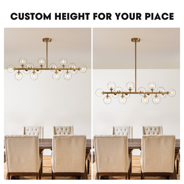 Gold and Clear Glass 16-Light Sputnik Chandelier