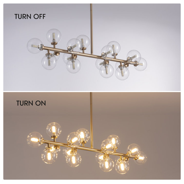 Gold and Clear Glass 16-Light Sputnik Chandelier