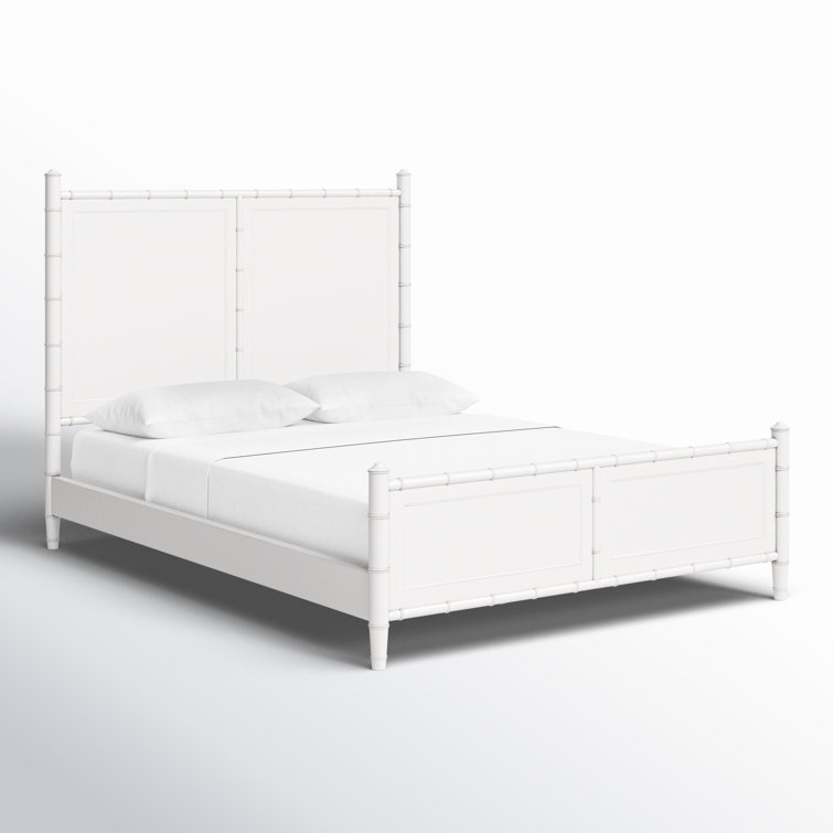 White Queen Upholstered Wood Frame Bed with Headboard and Drawer