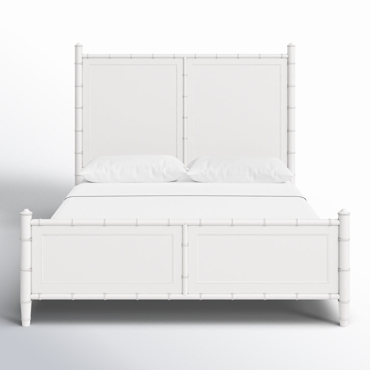 White Queen Upholstered Wood Frame Bed with Headboard and Drawer