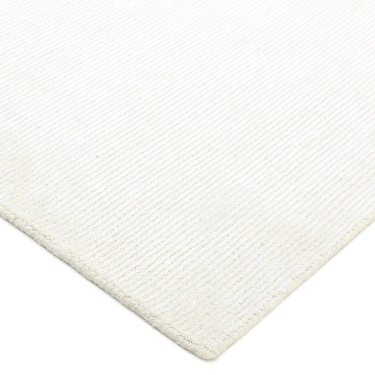 Elegant Ivory Stripe Handmade Wool & Viscose 9' x 12' Area Rug