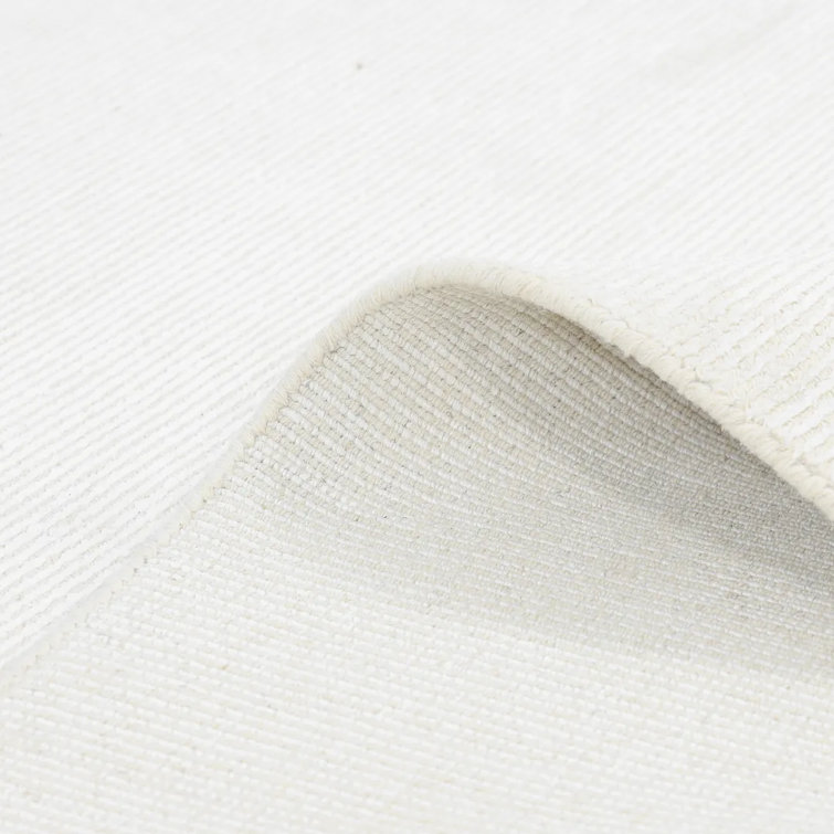 Elegant Ivory Stripe Handmade Wool & Viscose 9' x 12' Area Rug