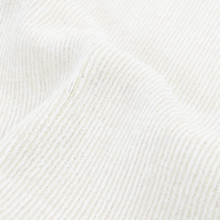 Elegant Ivory Stripe Handmade Wool & Viscose 9' x 12' Area Rug