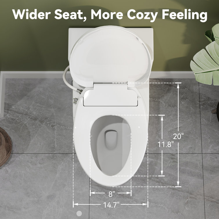White Porcelain Elongated Dual Flush ADA Toilet with Bidet Seat