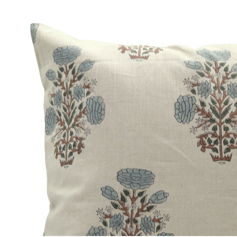 Neutral Floral Linen Square Pillow Cover, 18" x 18"
