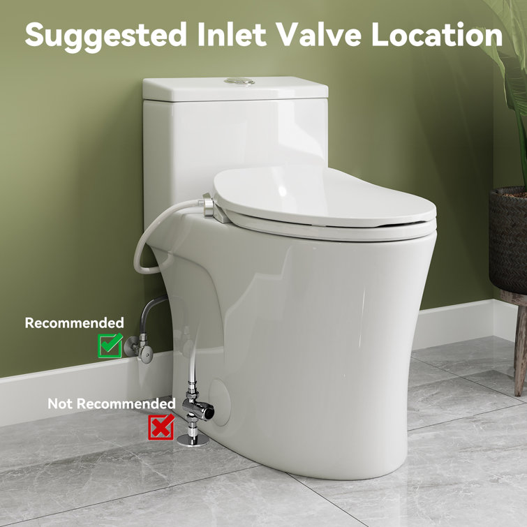 White Porcelain Elongated Dual Flush ADA Toilet with Bidet Seat