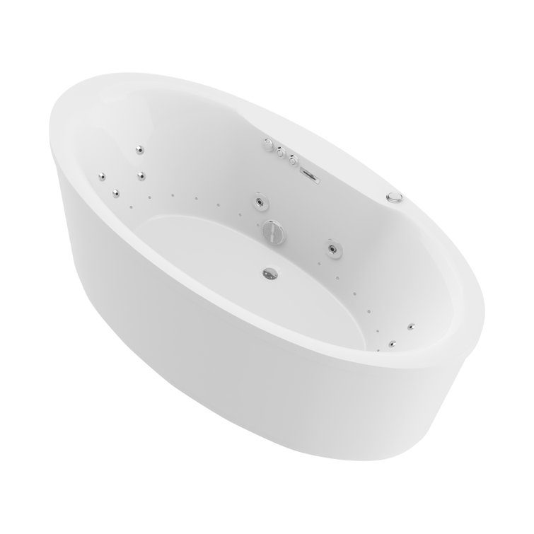 67'' White Freestanding Acrylic Whirlpool Bathtub