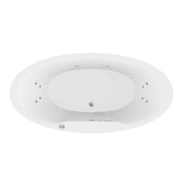 67'' White Freestanding Acrylic Whirlpool Bathtub