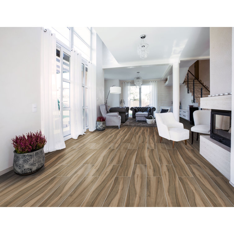 Aspenwood Cafe Large 9" x 48" Matte Porcelain Wood Look Tile