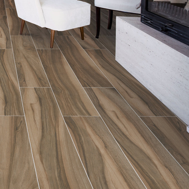 Aspenwood Cafe Large 9" x 48" Matte Porcelain Wood Look Tile