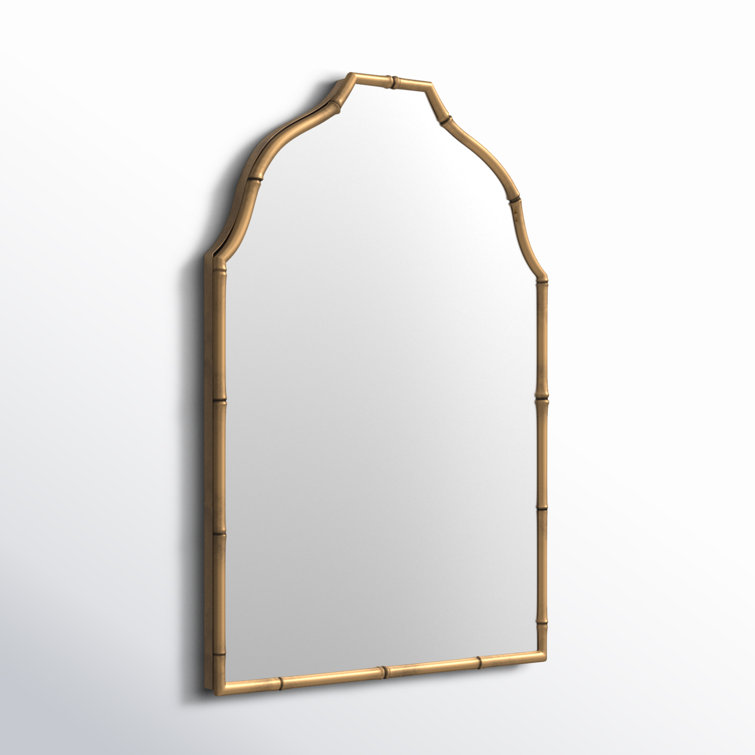 Elegant Gold Metal Framed Arch Vanity Wall Mirror