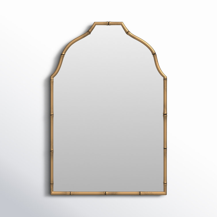 Elegant Gold Metal Framed Arch Vanity Wall Mirror