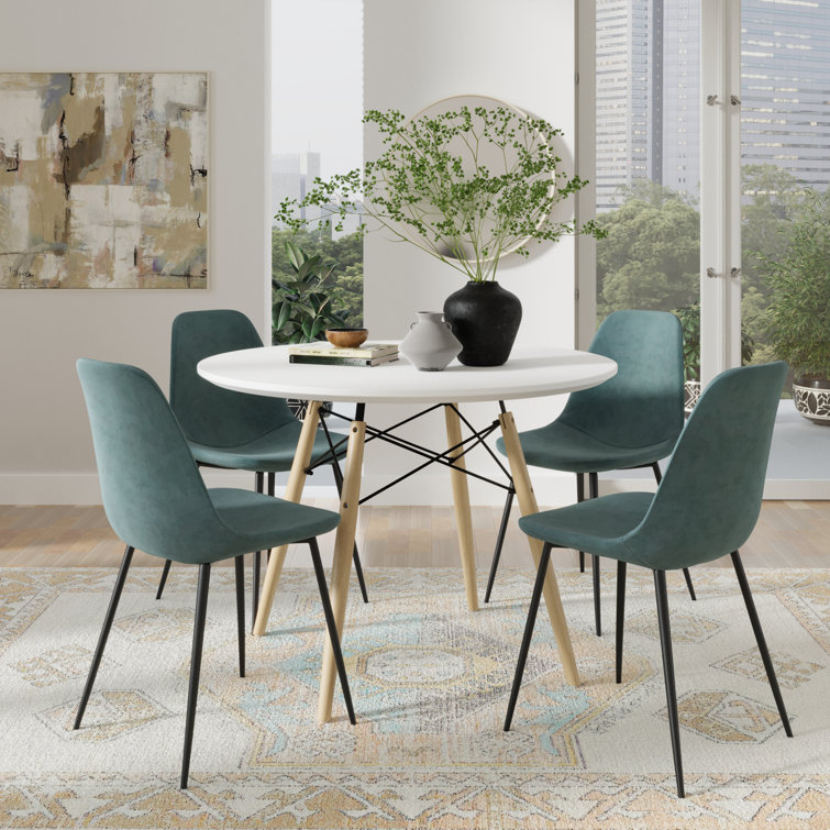 Bella Ocean Velvet High Back Side Chairs with Metal Legs, Set of 2