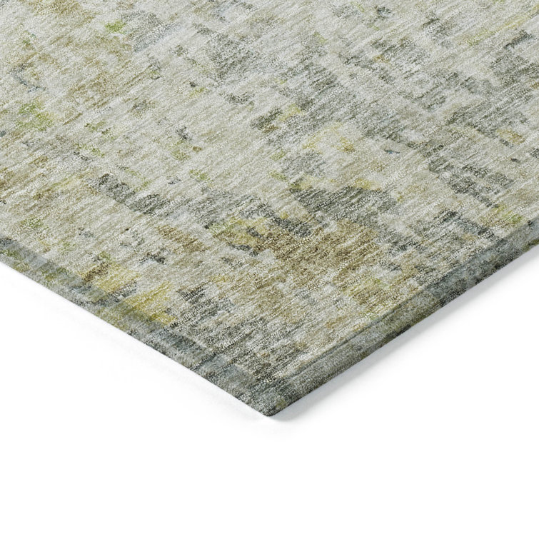 Sage Green Abstract Washable Indoor Outdoor Rug 30" x 20"