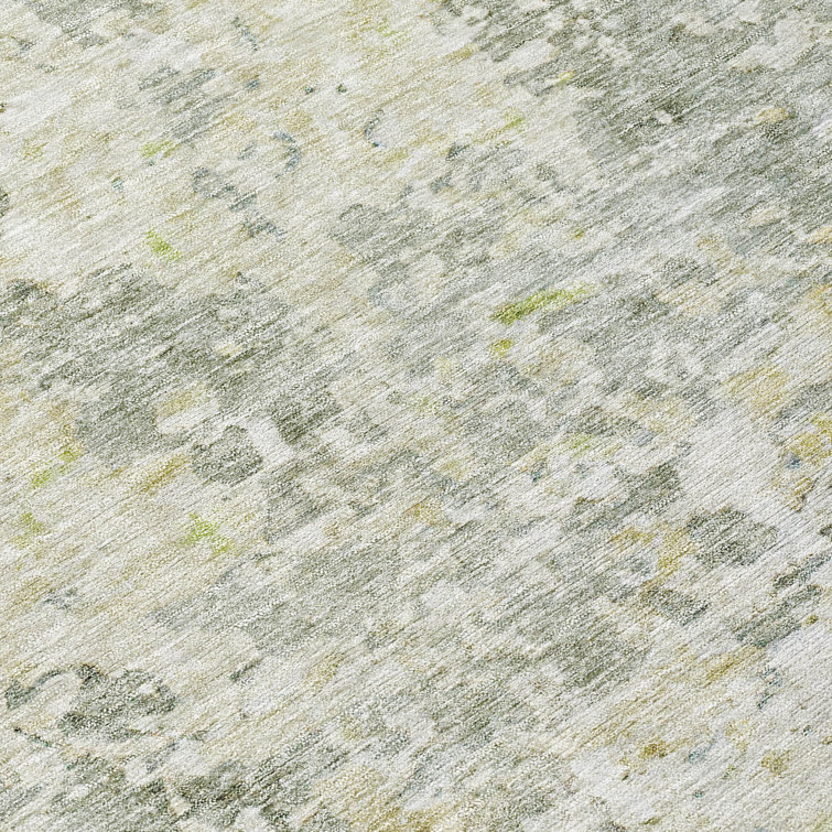 Sage Green Abstract Washable Indoor Outdoor Rug 30" x 20"