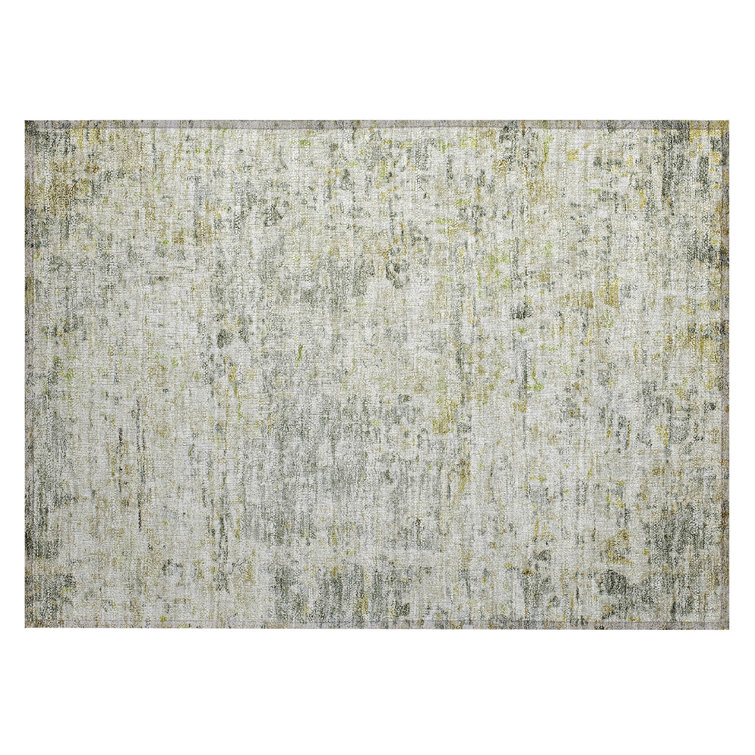 Sage Green Abstract Washable Indoor Outdoor Rug 30" x 20"