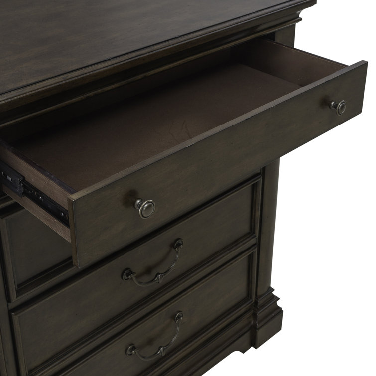 Satin Cherry King Poster Bed Set with Dresser & Mirror