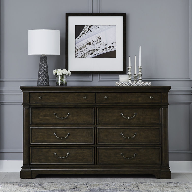 Satin Cherry King Poster Bed Set with Dresser & Mirror