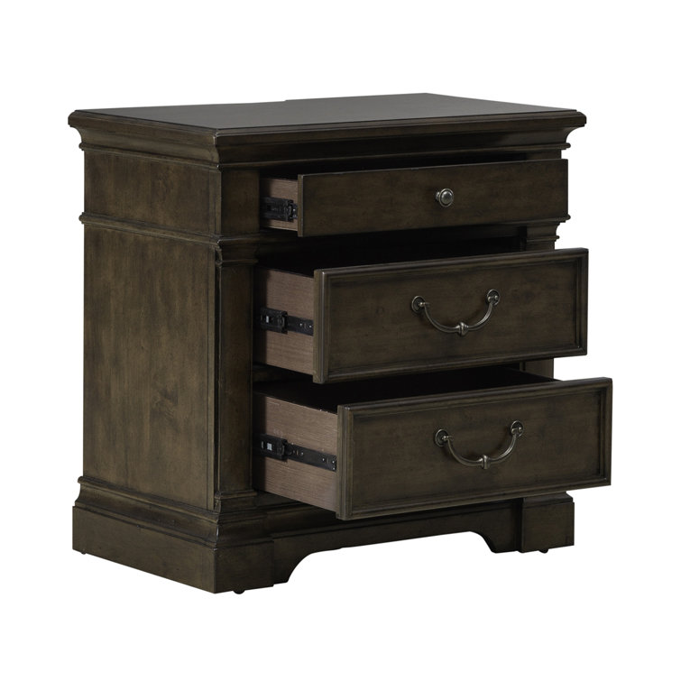 Satin Cherry King Poster Bed Set with Dresser & Mirror