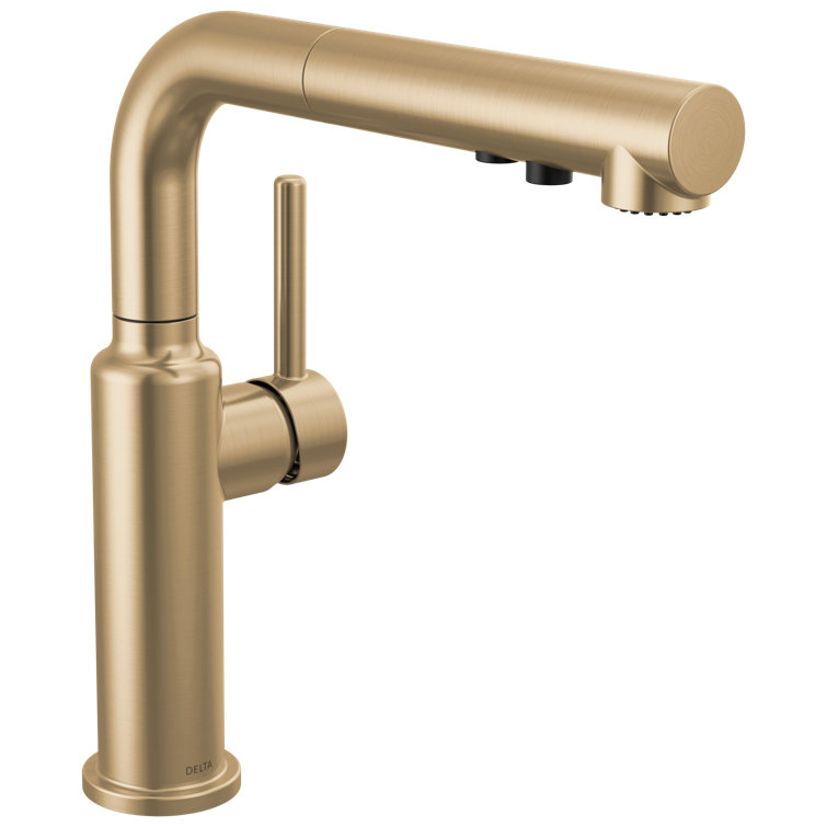 Champagne Bronze Single Handle Pull-Out Kitchen Faucet
