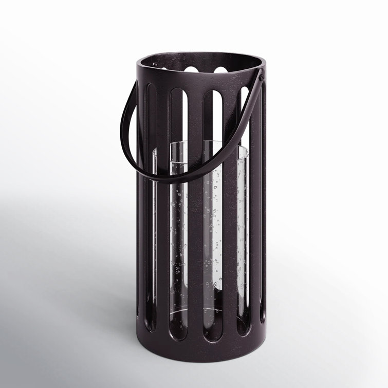 Champagne Gold Cast Aluminum Hurricane Lantern with Clear Glass