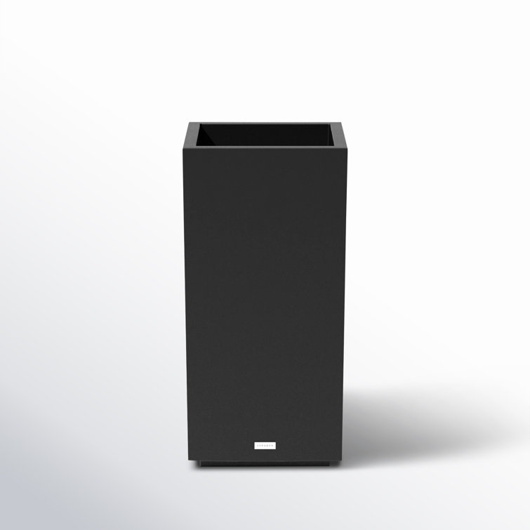 Black Tall Rectangular Plastic Outdoor Planter