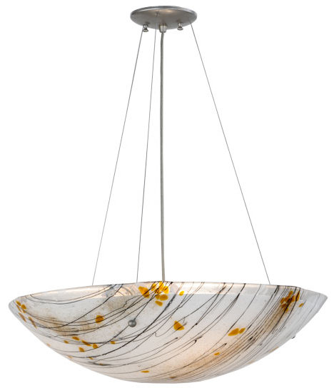 Brushed Nickel 24" Glass Indoor/Outdoor Pendant Light