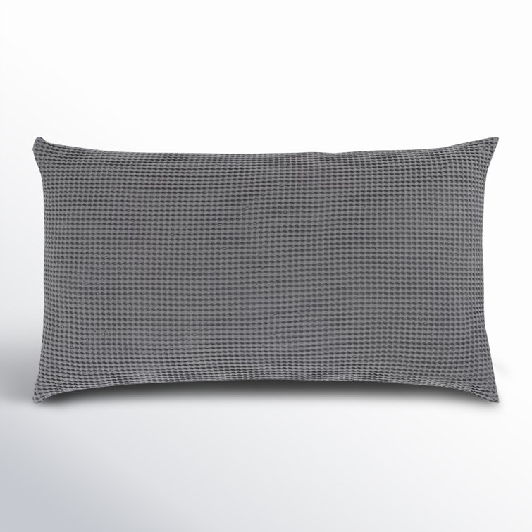 Gray Cotton Waffle Weave King Sham with Zipper Closure
