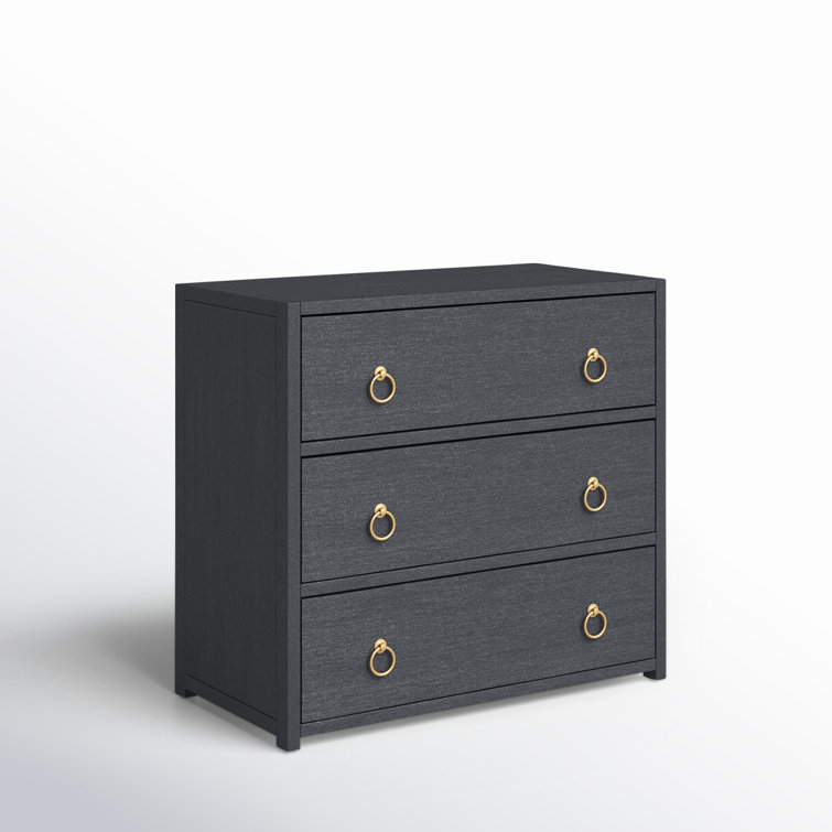 Elin Glam White 3-Drawer Dresser with Gold Metallic Hardware