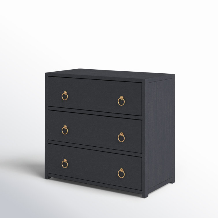 Elin Glam White 3-Drawer Dresser with Gold Metallic Hardware