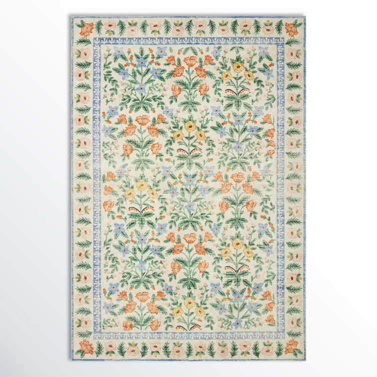 Mughal Garden Cream Floral Synthetic 5' x 7' Area Rug