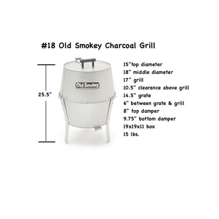 Old Smokey 18" Silver Charcoal Grill with Smoker