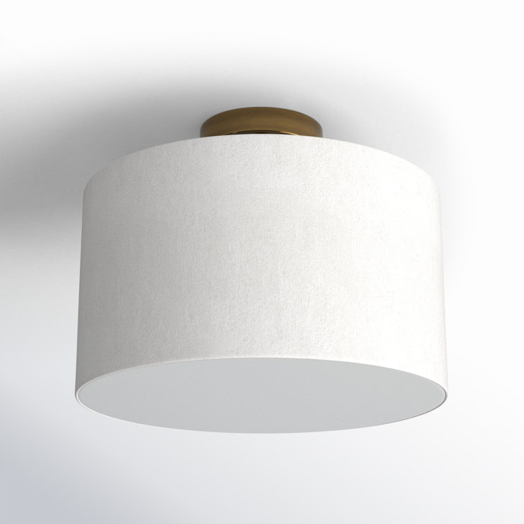 Brass and White Drum Indoor/Outdoor Flush Mount Light