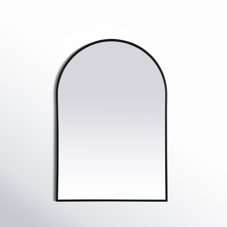 Black Metal Arch Wall Mirror with Vertical Mount