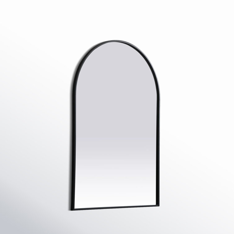 Black Metal Arch Wall Mirror with Vertical Mount