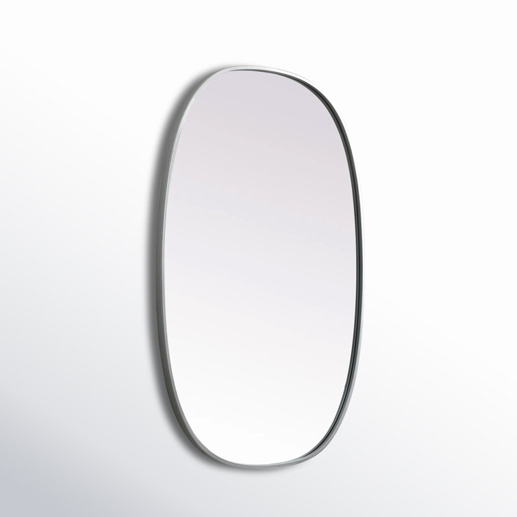 Silver Oval Full Length Metal Frame Bathroom Mirror